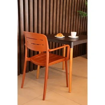 Armchair With Slated Back Terracotta - 20.1" x 21.3" x 32.5" - Set of 4