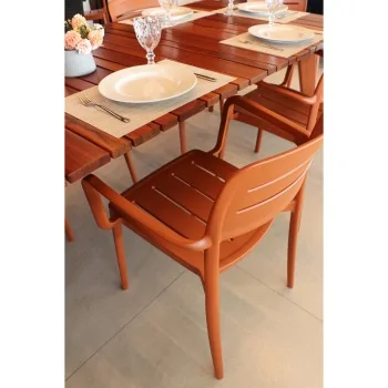 Armchair With Slated Back Terracotta - 20.1" x 21.3" x 32.5" - Set of 4