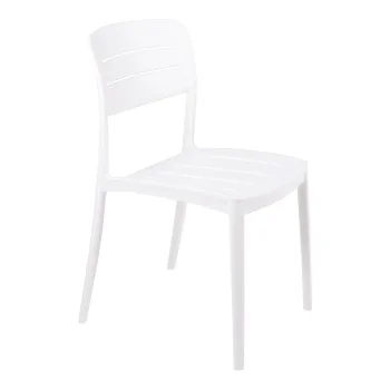 Chair With Slated Back White - 16.9" x 20.1" x 33.3" - Set of 4