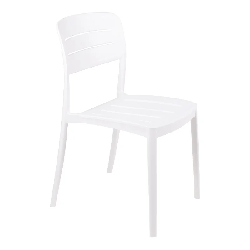 Chair With Slated Back White - 16.9" x 20.1" x 33.3" - Set of 4 Chair With Slated Back White - 16.9" x 20.1" x 33.3" - Set of 4