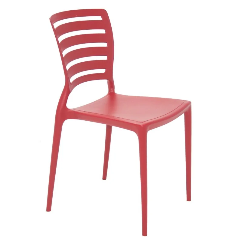Sofia Slated Poly Chair Red - 20.1"x 17" x 32.3" - Set of 4 Sofia Slated Poly Chair Red - 20.1"x 17" x 32.3" - Set of 4