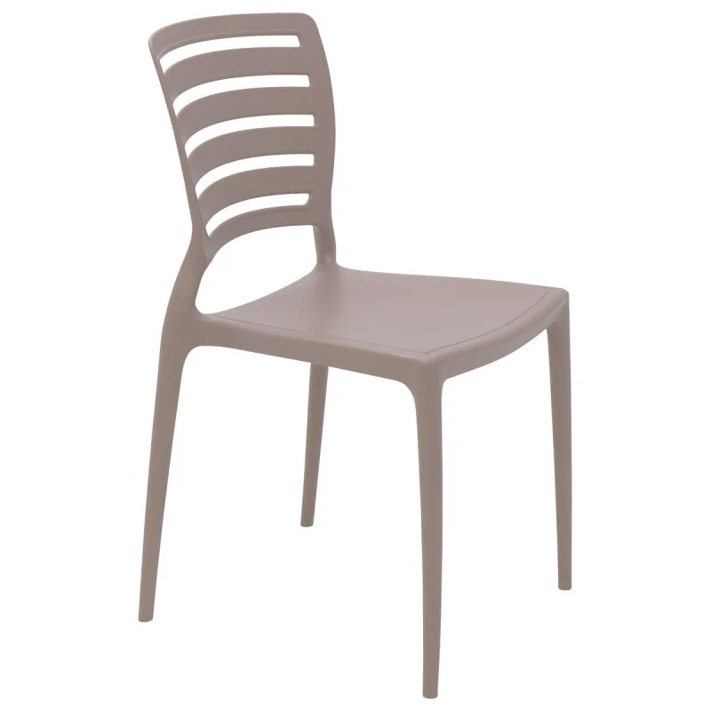 Sofia Slated Poly Chair Taupe - 20.1"x 17" x 32.3" - Set of 4 Sofia Slated Poly Chair Taupe - 20.1"x 17" x 32.3" - Set of 4
