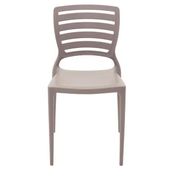 Sofia Slated Poly Chair Taupe - 20.1"x 17" x 32.3" - Set of 4
