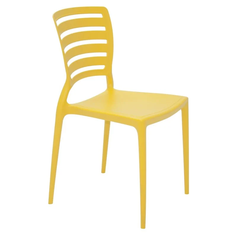 Sofia Slated Poly Chair Yellow - 20.1"x 17" x 32.3" - Set of 4 Sofia Slated Poly Chair Yellow - 20.1"x 17" x 32.3" - Set of 4