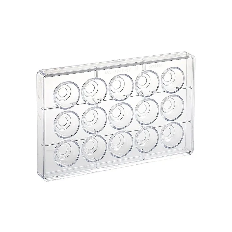 Polycarbonate Minichocofill Chocolate Bowl Shell Petits Fours Mold - 15 pcs - Ø40 h 18.5 mm - 10gr Polycarbonate Minichocofill Chocolate Bowl Shell Petits Fours Mold - 15 pcs - Ø40 h 18.5 mm - 10gr