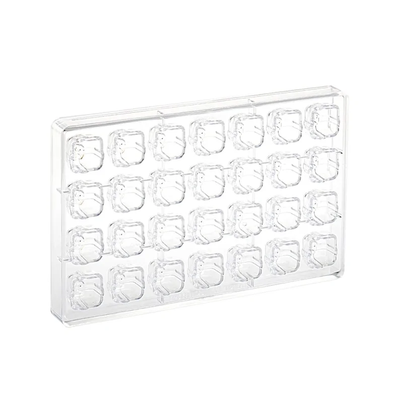Polycarbonate Gift Chocolate Praline Mold - 28 pcs - 26 mm x 26 mm x h 20 mm Polycarbonate Gift Chocolate Praline Mold - 28 pcs - 26 mm x 26 mm x h 20 mm