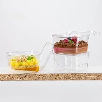 Plastic Kubito Dessert Cup - 83 mm x 83 mm x h 49 mm - 210 ml - 100 pcs