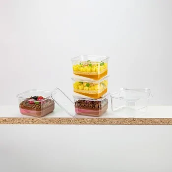 Plastic Kubito Dessert Cup - 83 mm x 83 mm x h 49 mm - 210 ml - 100 pcs