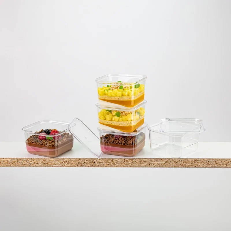Plastic Kubito Dessert Cup - 83 mm x 83 mm x h 49 mm - 210 ml - 100 pcs Plastic Kubito Dessert Cup - 83 mm x 83 mm x h 49 mm - 210 ml - 100 pcs
