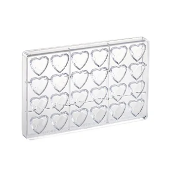 Professional Polycarbonate Diamond Heart Praline Mold - 33 mm x 33 mm x h 15 mm - 10gr - 24 Cavity