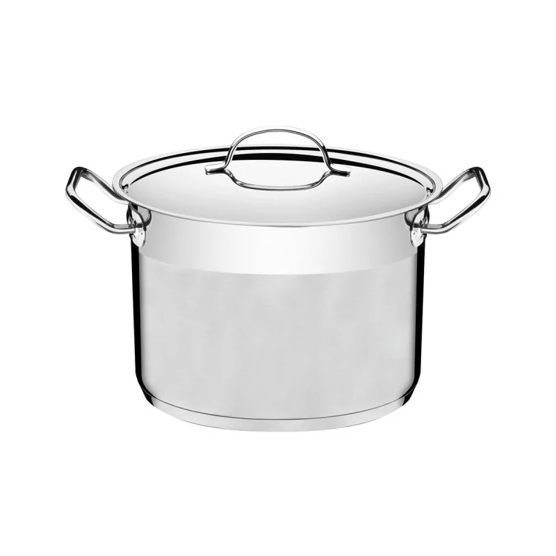 Tramontina Commercial 8 qt (7.8l) Stainless Steel Covered Stock Pot (Ø24 cm) - Triply Base - with Lid - Set of 4