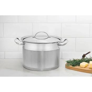 Tramontina Commercial 8 qt (7.8l) Stainless Steel Covered Stock Pot (Ø24 cm) - Triply Base - with Lid - Set of 4