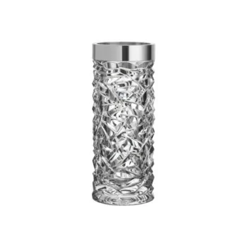 Orrefors Carat Crystal Vase Silver Rim