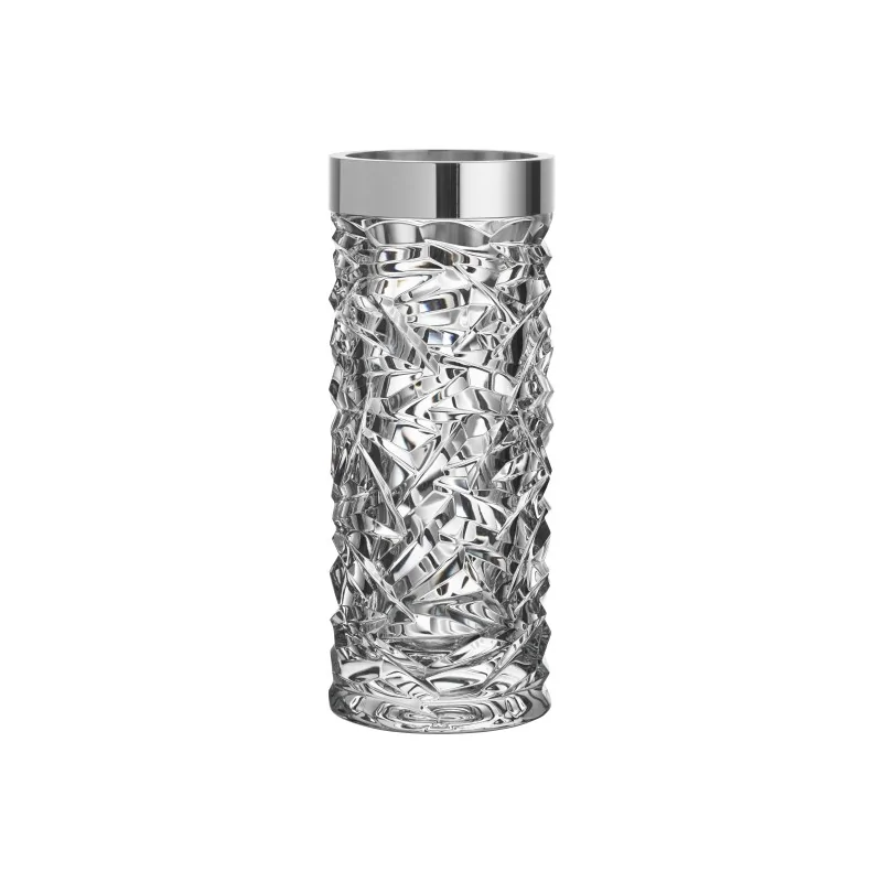 Orrefors Carat Crystal Vase Silver Rim Orrefors Carat Crystal Vase Silver Rim