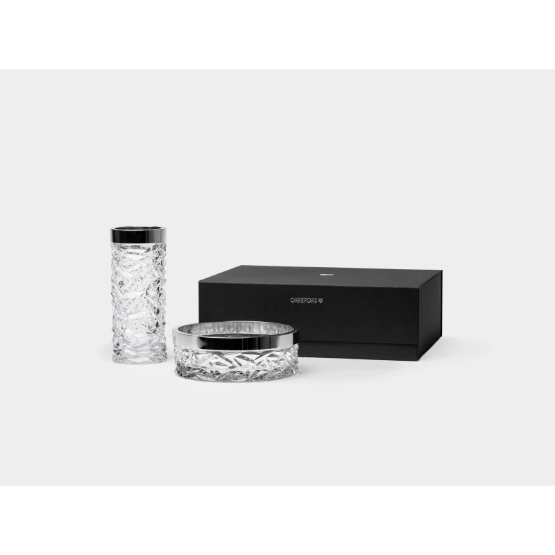 Orrefors Carat Crystal Bowl & Carat Crystal Vase Gift Set