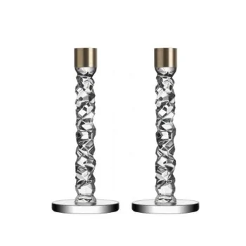 Orrefors Carat Crystal Candlestick (Pair, brass)