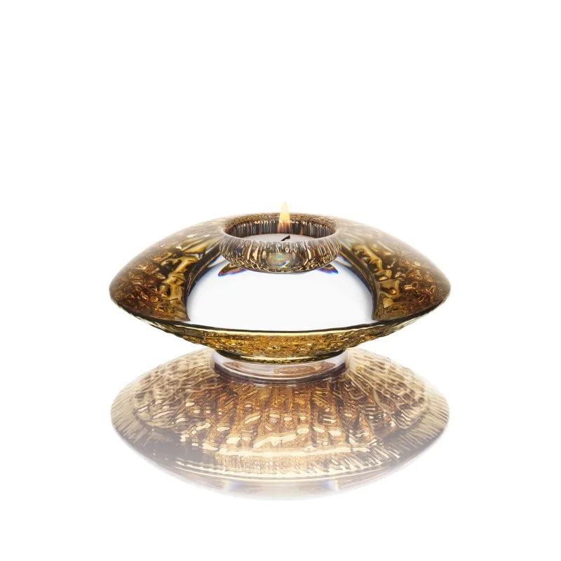 Orrefors Discus Crystal Votive Gold Orrefors Discus Crystal Votive Gold