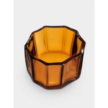 Orrefors Reed Crystal Bowl Votive Amber Small