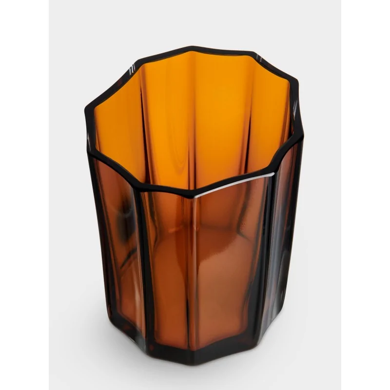 Orrefors Reed Crystal Bowl Votive Amber Medium Orrefors Reed Crystal Bowl Votive Amber Medium