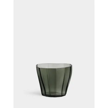 Orrefors Reed Crystal Vase Moss Green Low
