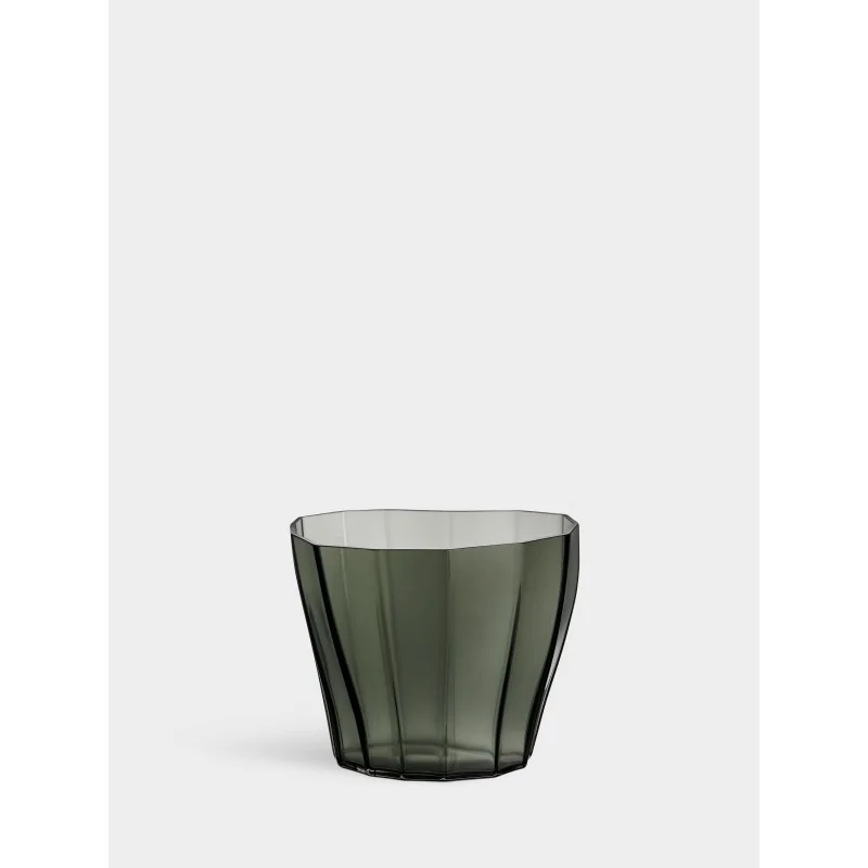 Orrefors Reed Crystal Vase Moss Green Low Orrefors Reed Crystal Vase Moss Green Low