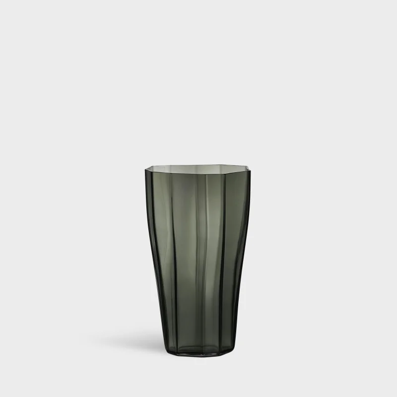 Orrefors Reed Crystal Vase Moss Green Medium