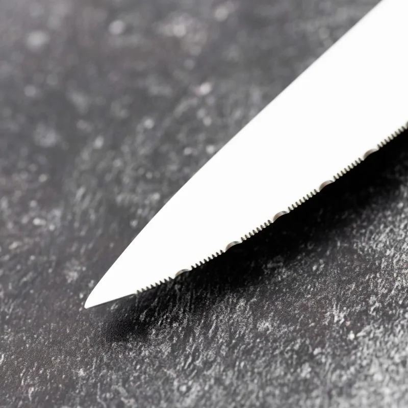 Bon Chef Steak Knife - 9.75"L - 5" Micro - Serrated Pointed Tip Blade - White Swirl Acrylic Handle - Set of 12 Bon Chef Steak Knife - 9.75"L - 5" Micro - Serrated Pointed Tip Blade - White Swirl Acrylic Handle - Set of 12