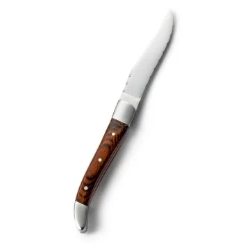 Bon Chef Laguiole Steak Knife - 8 - 7/8" Overall Length - 4" Blade - 13/0 Stainless Steel Blade - Red Wood Handle - Set of 12