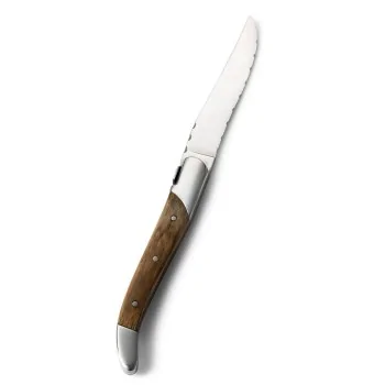 Bon Chef Laguiole Steak Knife - 8 - 7/8" Overall Length - 4" Blade - 13/0 Stainless Steel Blade - Natural Wood - Set of 12