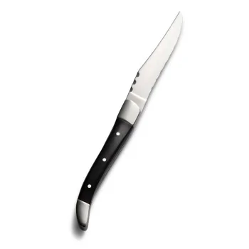 Bon Chef Laguiole Steak Knife - 8 - 7/8" Overall Length - 4" Blade - 13/0 Stainless Steel Blade - Black Wood Handle - Set of 12