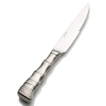 Bon Chef Kobe Steak Knife - 9 - 3/4" - Serrated Blade - Satin Handle - Set of 12