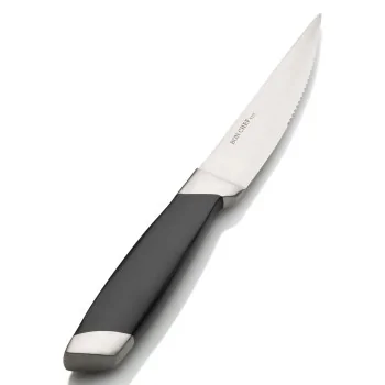 Bon Chef Gaucho Steak Knife - 5" - Solid Stainless Steel Blade - Stainless Steel/Polypropylene Handle - Set of 12