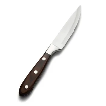 Bon Chef Gaucho Steak Knife - 9.75" - 13/0 Stainless Steel Blade - Dark Wood Handle - Set of 12