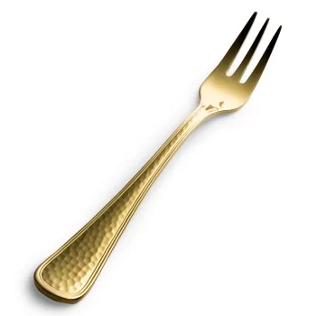 Bon Chef Positano Oyster/Cocktail Fork - 5.9" - Gold PVD - Hammered Finish - Set of 12