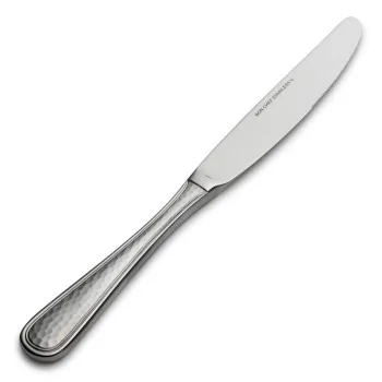 Bon Chef Positano Euro Dinner Knife - 9.4" - Solid Handle - Hammered Finish - Set of 12