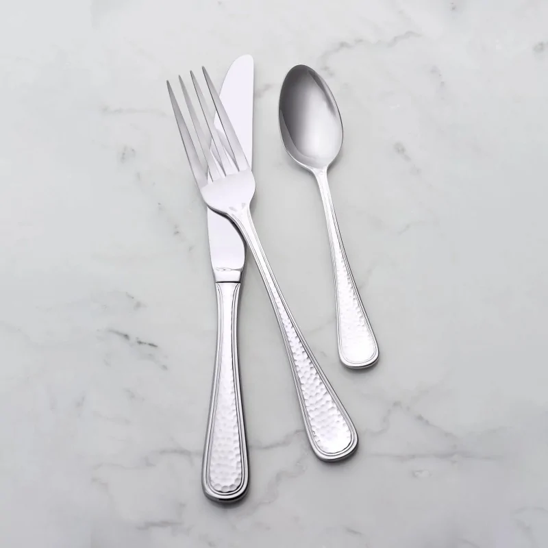 Bon Chef Positano Euro Dinner Knife - 9.4" - Solid Handle - Hammered Finish - Set of 12 Bon Chef Positano Euro Dinner Knife - 9.4" - Solid Handle - Hammered Finish - Set of 12