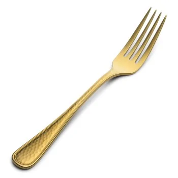 Bon Chef Positano Dinner Fork - Euro - 8.1" - Gold PVD - Hammered Finish - Set of 12