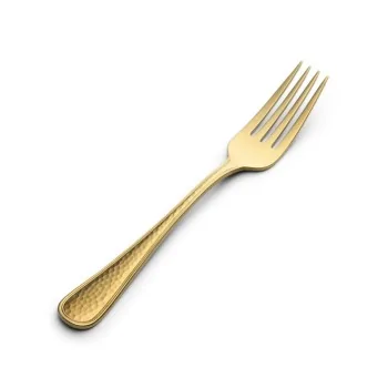 Bon Chef Positano Salad Fork - 7.3" - Gold PVD - Hammered Finish - Set of 12