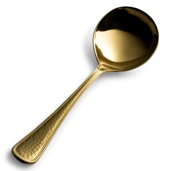 Bon Chef Positano Bouillon Spoon - 6.3" - Gold PVD - Hammered Finish - Set of 12