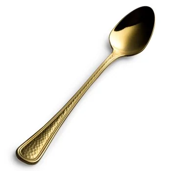 Bon Chef Positano Iced Teaspoon - 7.2" - Gold PVD - Hammered Finish - Set of 12
