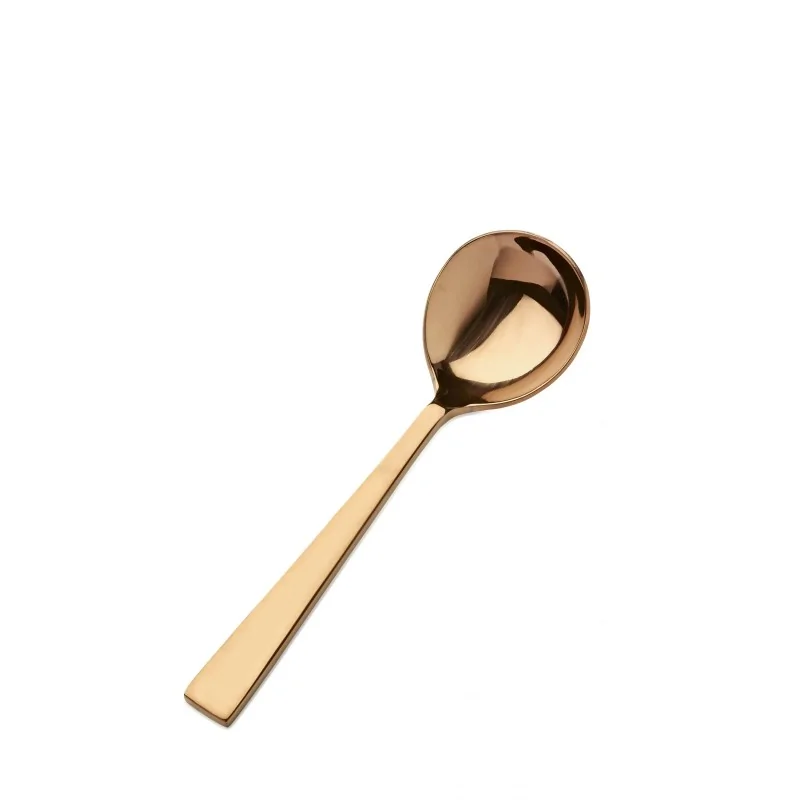 Bon Chef Roman Soup Spoon - 6 - 5/8" - Round - Rose Gold Matte - Set of 12