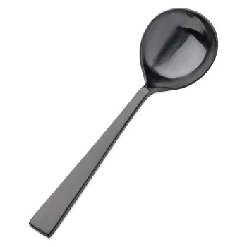 Bon Chef Roman Soup Spoon - 6 - 5/8" - Round - Black Matte - Set of 12
