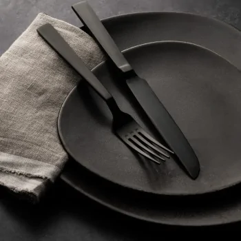 Bon Chef Roman Oyster Fork - 6 - 1/4" - Black Matte - Set of 12