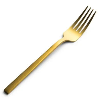 Bon Chef Milan Salad Fork - 7.38" - Gold PVD Matte - Set of 12