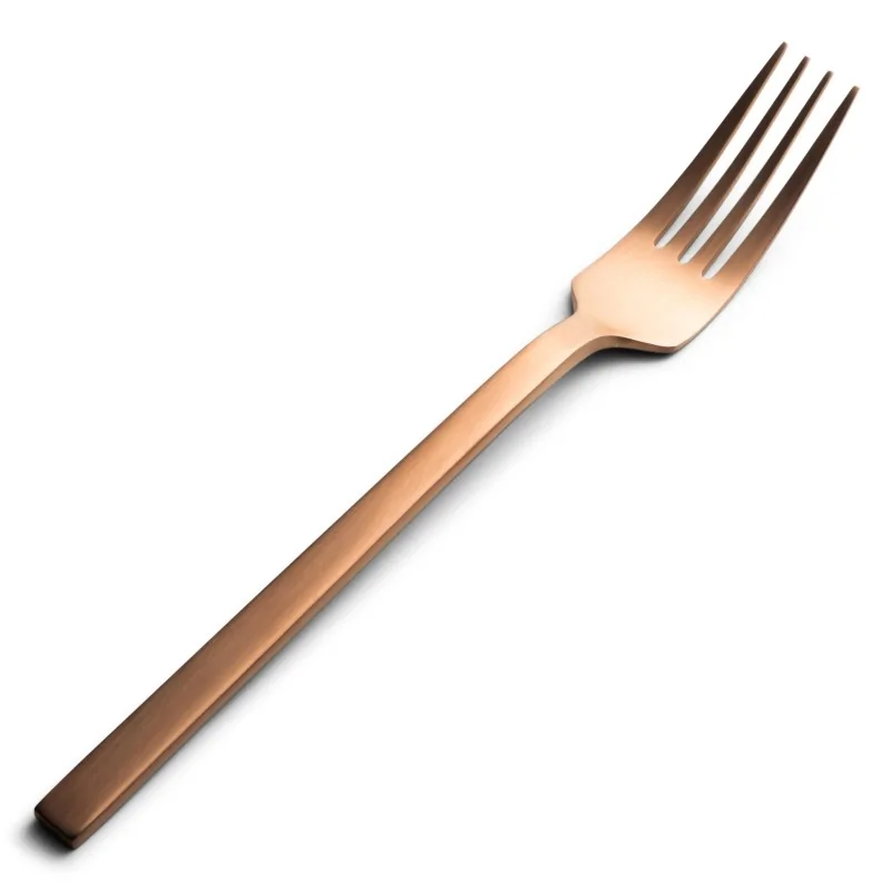 Bon Chef Milan European Dinner Fork - 8.25" - Rose Gold PVD Matte - Set of 12
