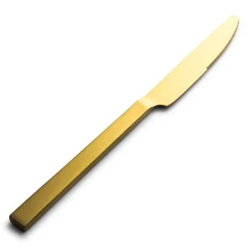 Bon Chef Milan Dinner Knife - 9.13" - Gold PVD Matte - Set of 12