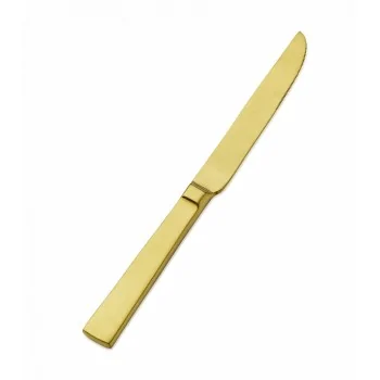 Bon Chef Roman Euro Dinner Knife - 9 - 3/8" - Gold Matte - Set of 12
