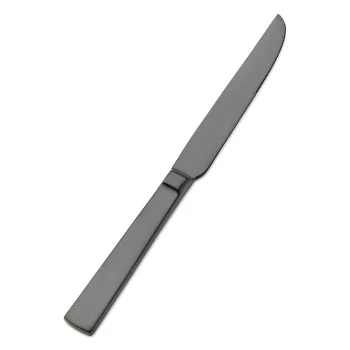 Bon Chef Roman Euro Dinner Knife - 9 - 3/8" - Black Matte - Set of 12
