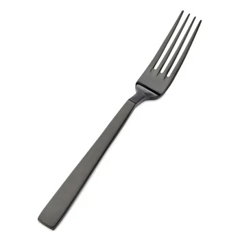 Bon Chef Roman Euro Dinner Fork - 8 - 1/8" - Black Matte - Set of 12