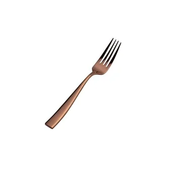 Bon Chef Manhattan European Dinner Fork - 8 - 3/8" - Rose Gold PVD Mirror Finish - Set of 12